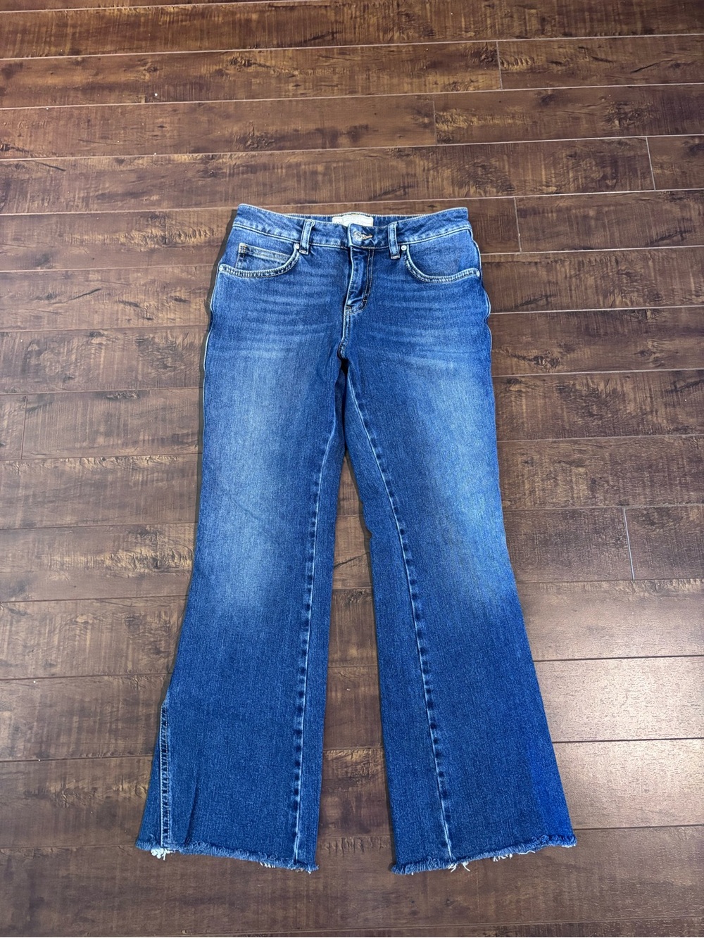 Free People Blue Wide-Leg Flare Jeans